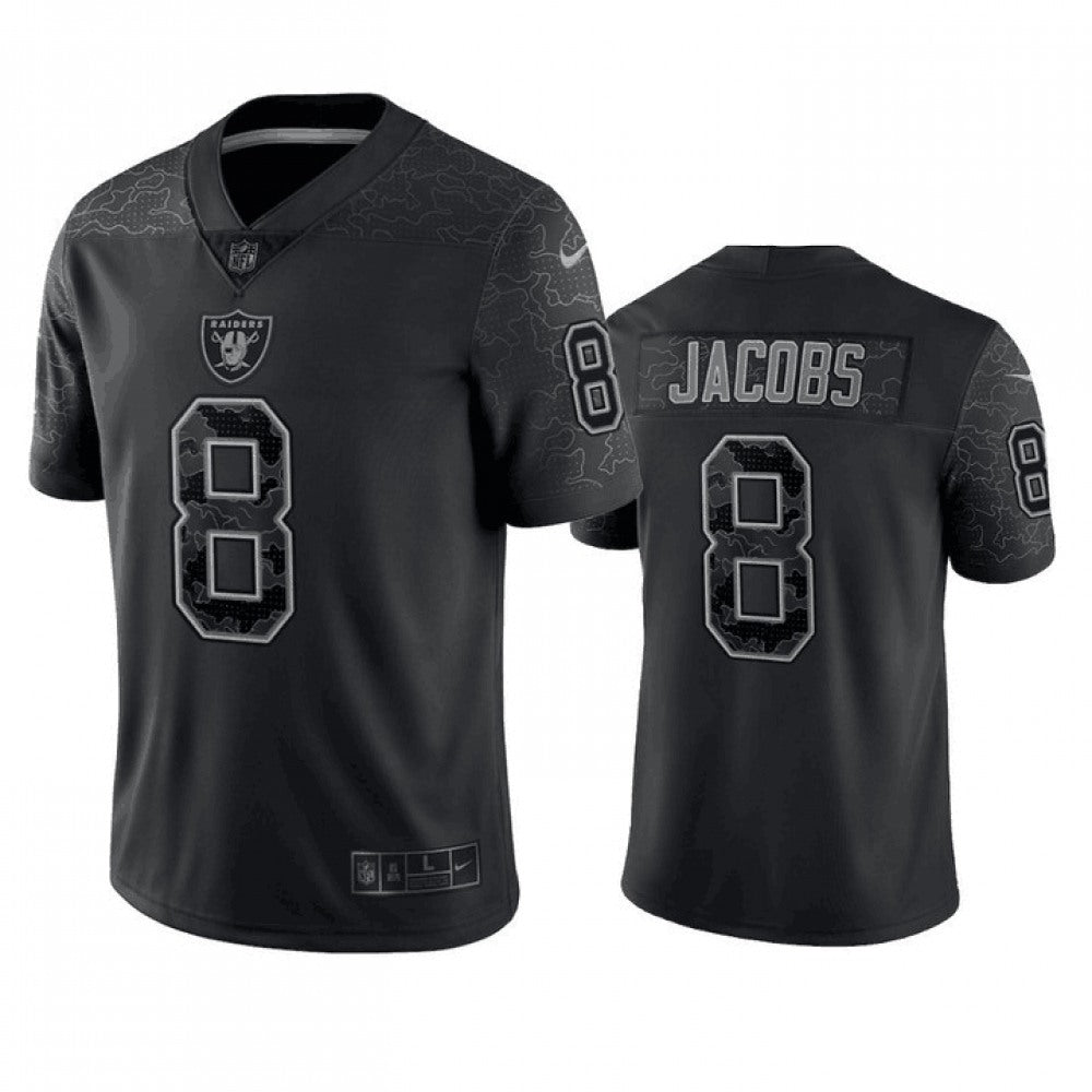 Men's Las Vegas Raiders #8 Josh Jacobs Black Reflective Limited Stitched Football Jersey 