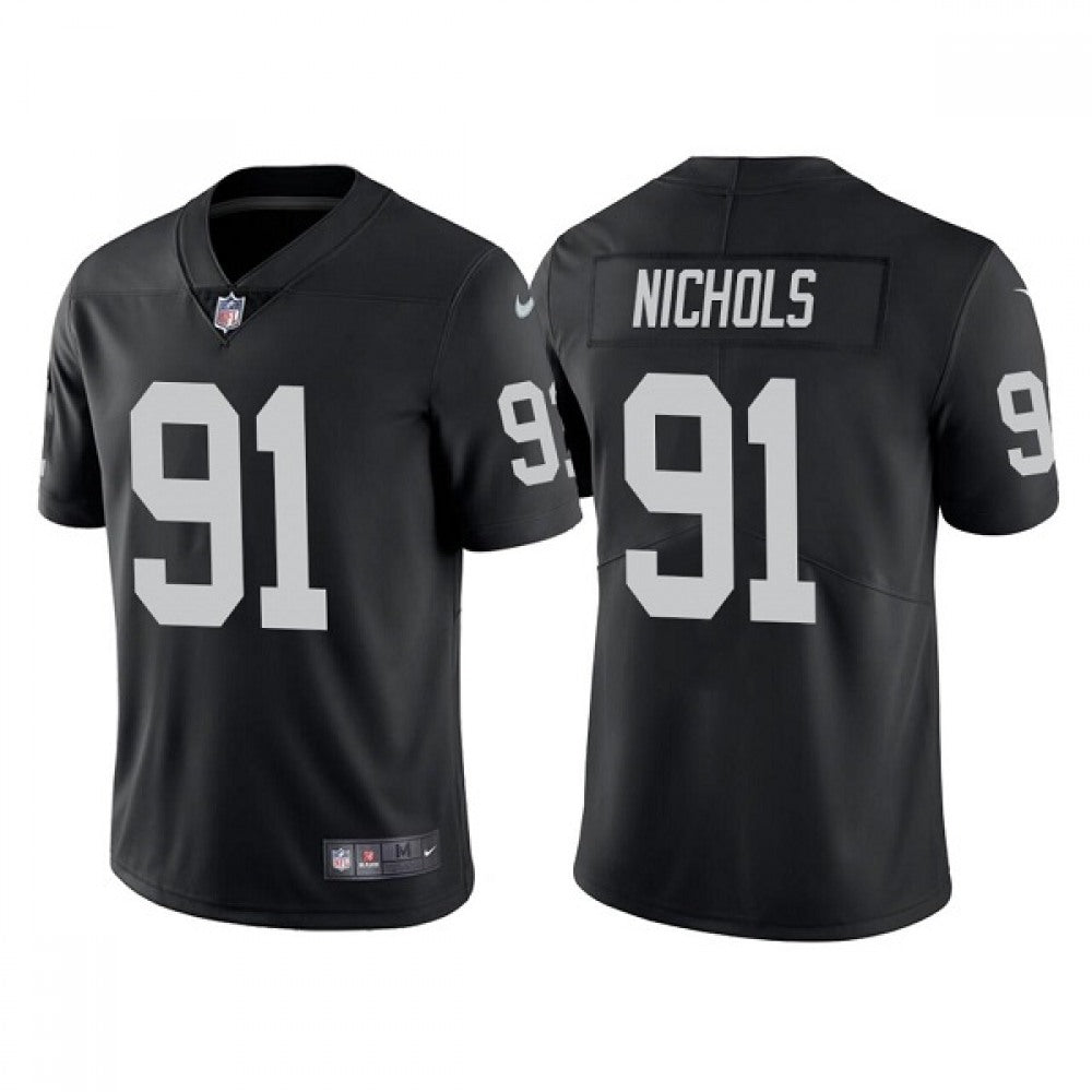 Men's Las Vegas Raiders #91 Bilal Nichols Black Vapor Limited Stitched Jersey 