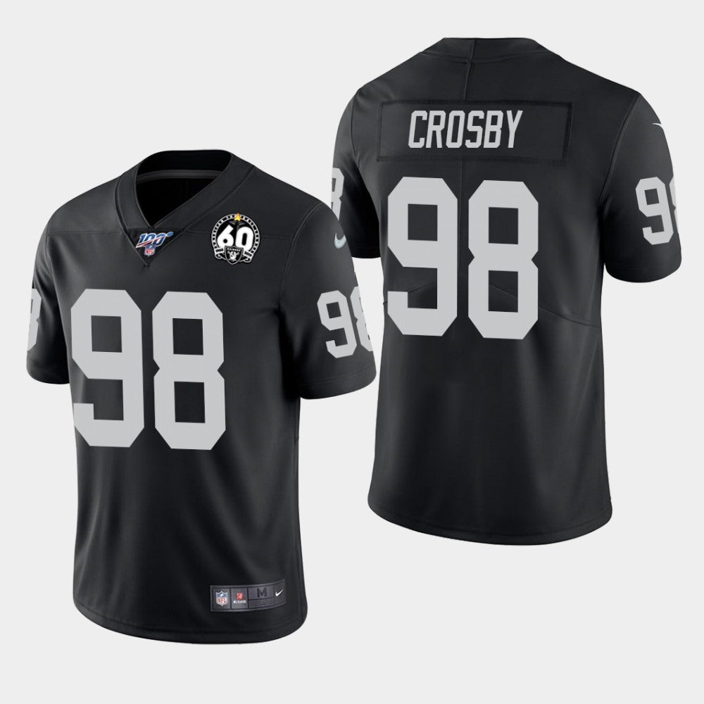 Men's Oakland Raiders #98 Maxx Crosby 2019 Black 100th Season With 60 Patch Vapor Untouchable Limited NFL Stitched Jersey 
