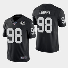 Men's Oakland Raiders #98 Maxx Crosby 2019 Black 100th Season With 60 Patch Vapor Untouchable Limited NFL Stitched Jersey 