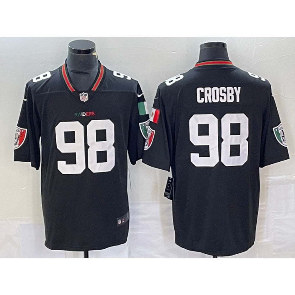 Men's Las Vegas Raiders #98 Maxx Crosby Black Mexico Vapor Limited Stitched Football Jersey 