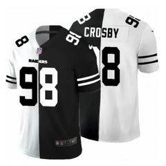 Men's Las Vegas Raiders #98 Maxx Crosby Black & White Split Vapor Limited Stitched Jersey 