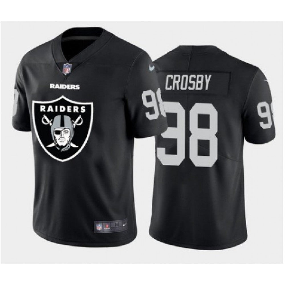 Men's Las Vegas Raiders #98 Maxx Crosby Black Team Big Logo Limited Stitched Jersey 