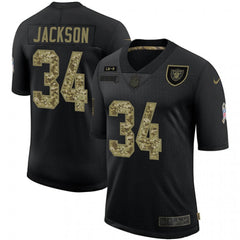 Men's Las Vegas Raiders #34 Bo Jackson Black Camo Salute To Service Limited Stitched Jersey 