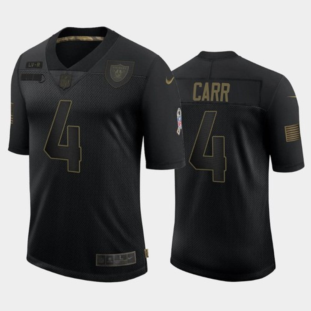 Men's Las Vegas Raiders #4 Derek Carr Black 2020 Salute To Service Limited Stitched Jersey 