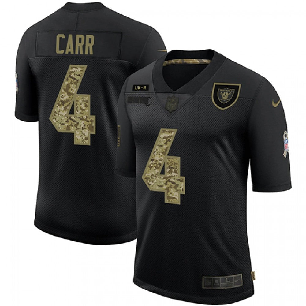 Men's Las Vegas Raiders #4 Derek Carr Black Camo Salute To Service Limited Stitched Jersey 