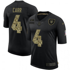 Men's Las Vegas Raiders #4 Derek Carr Black Camo Salute To Service Limited Stitched Jersey 