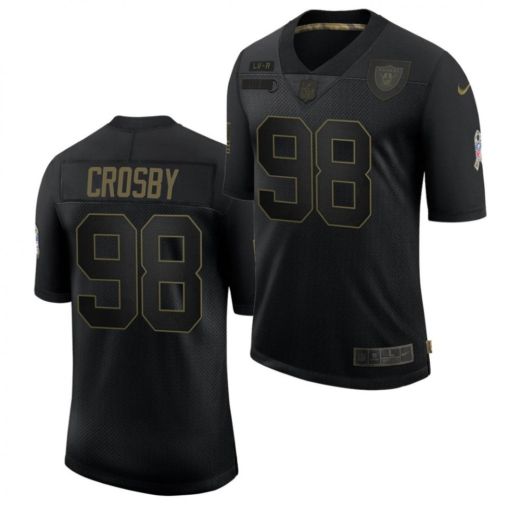 Men's Las Vegas Raiders #98 Maxx Crosby Black 2020 Salute To Service Limited Stitched Jersey 