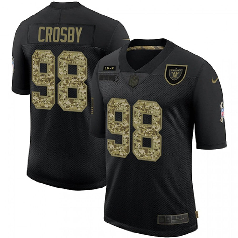 Men's Las Vegas Raiders #98 Maxx Crosby Black Camo Salute To Service Limited Stitched Jersey 