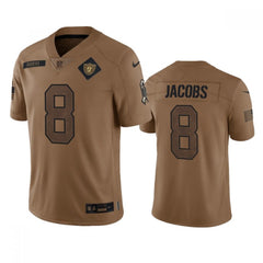 Men's Las Vegas Raiders #8 Josh Jacobs 2023 Brown Salute To Service Limited Stitched Football Jersey 