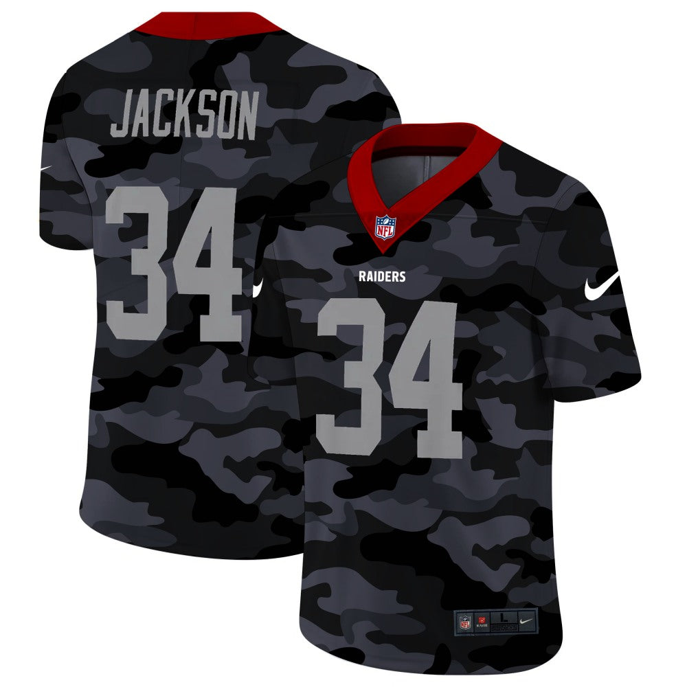Men's Las Vegas Raiders #34 Bo Jackson Camo Limited Stitched Jersey 