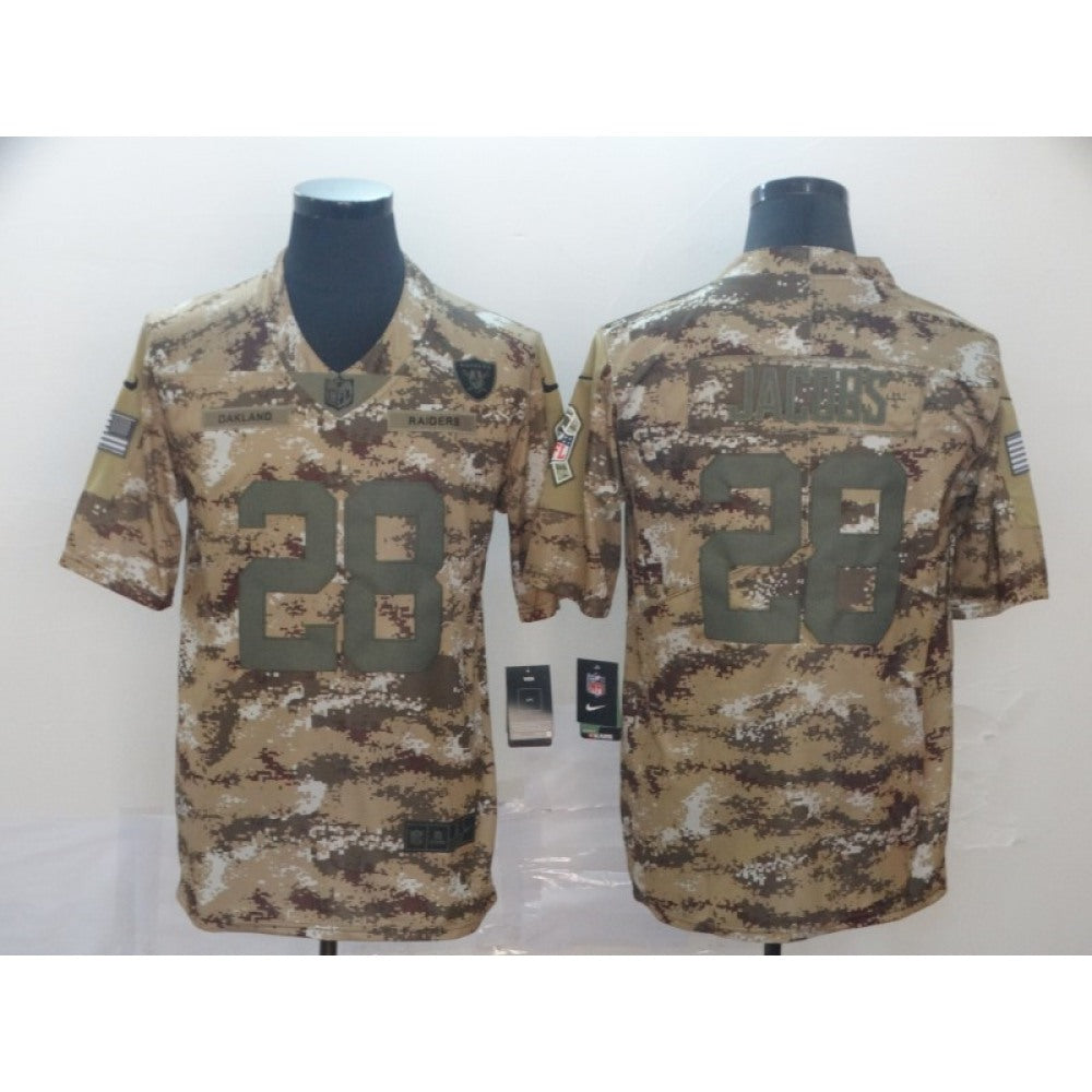Men's Oakland Raiders #28 Josh Jacobs Camo Salute To Service Limited Stitched NFL Jersey 