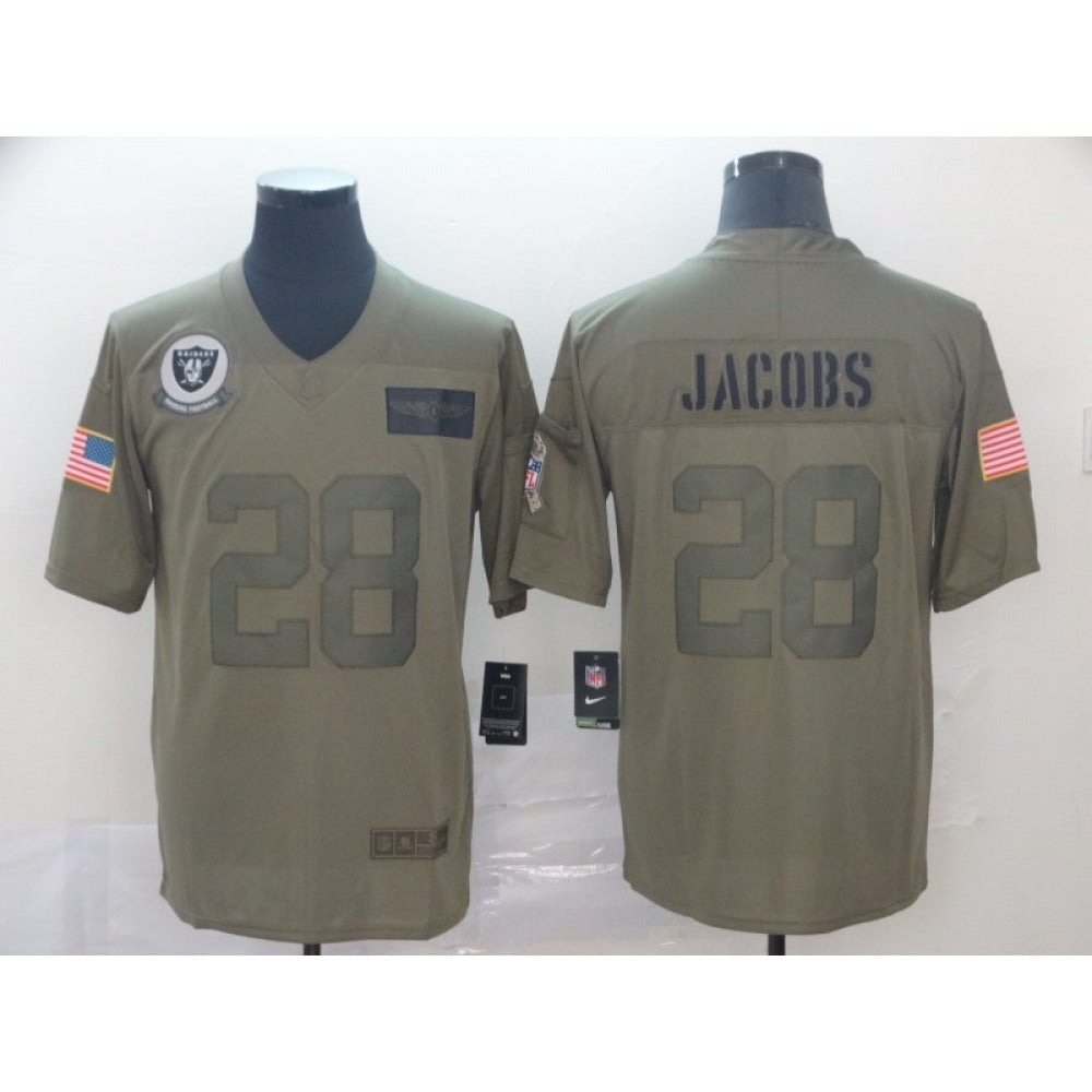 Men's Oakland Raiders #28 Josh Jacobs 2019 Camo Salute To Service Limited Stitched NFL Jersey 