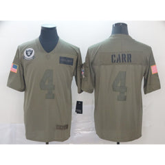 Men's Oakland Raiders #4 Derek Carr 2019 Camo Salute To Service Limited Stitched NFL Jersey 