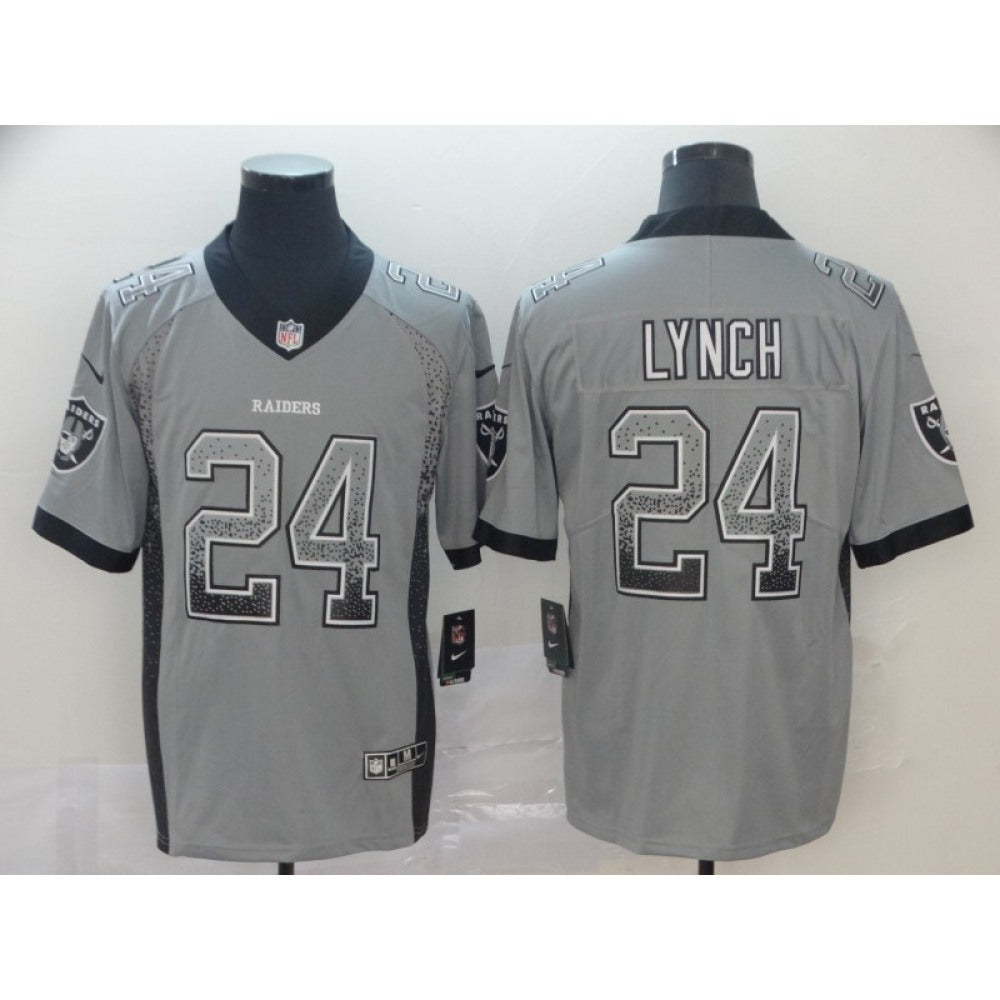 Men's Oakland Raiders #24 Marshawn Lynch Gray Drift Fashion Color Rush Limited Stitched NFL Jersey 