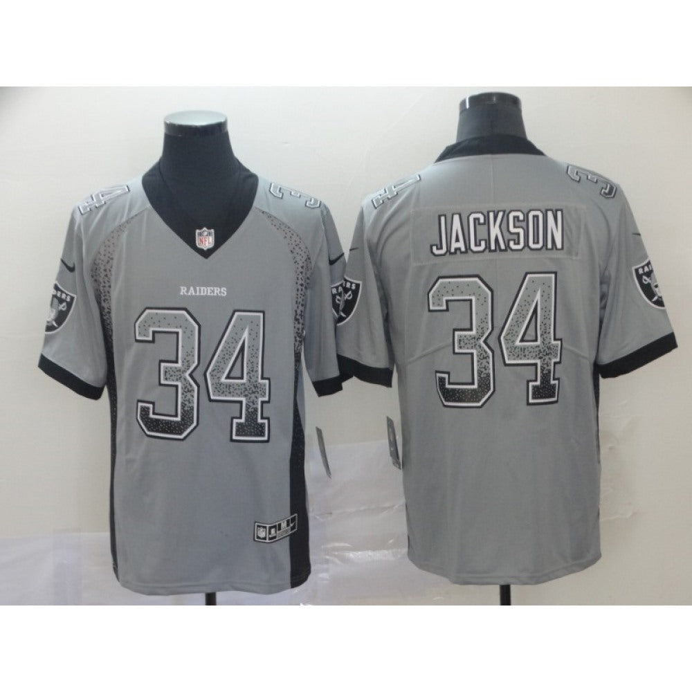 Men's Oakland Raiders #34 Bo Jackson Gray Drift Fashion Color Rush Limited Stitched NFL Jersey 
