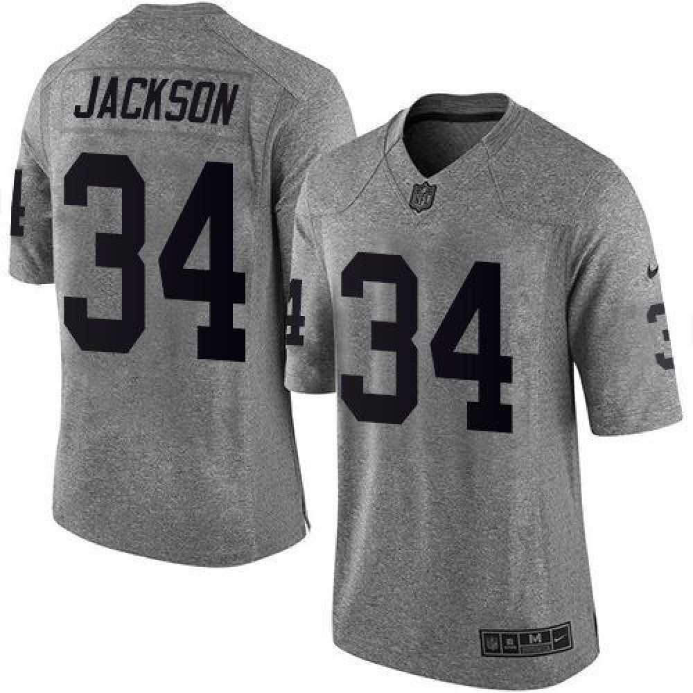 Raiders #34 Bo Jackson Gray Men's Stitched NFL Limited Gridiron Gray Jersey 