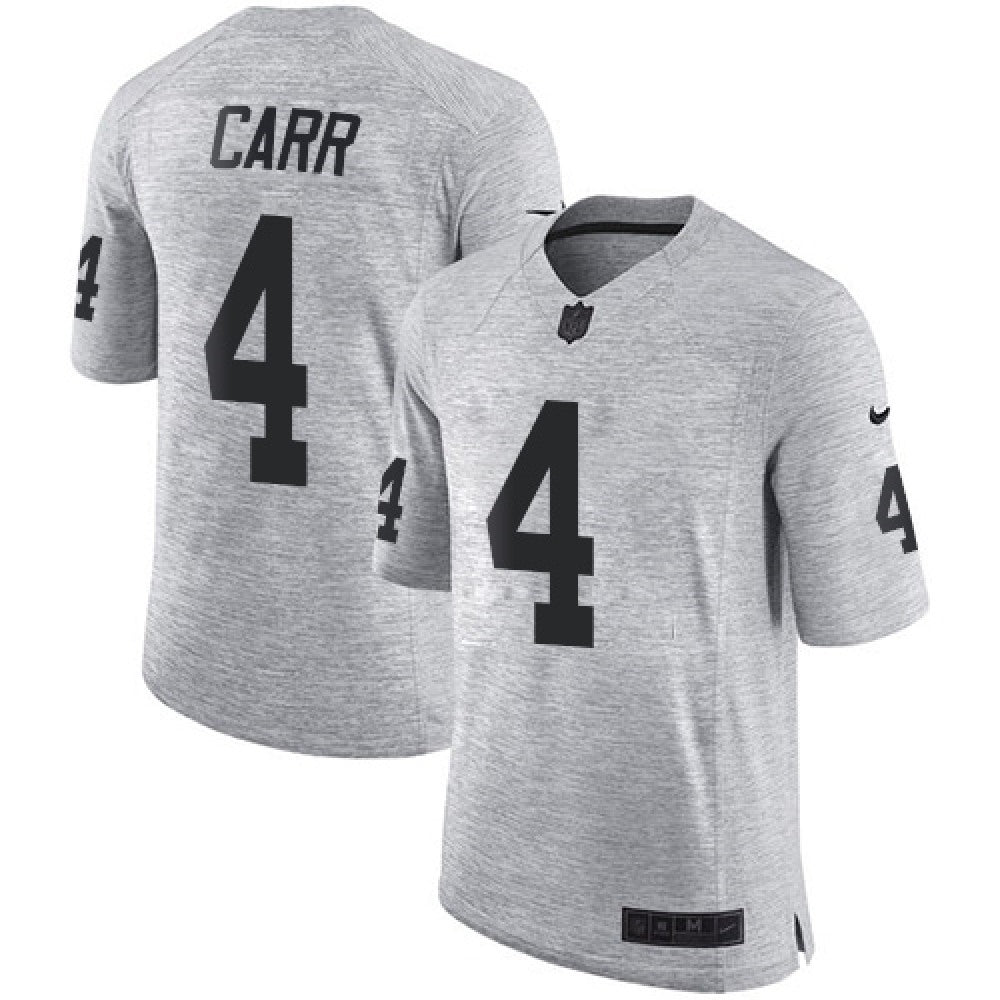 Raiders #4 Derek Carr Gray Men's Stitched NFL Limited Gridiron Gray II Jersey 