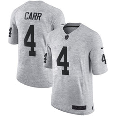 Raiders #4 Derek Carr Gray Men's Stitched NFL Limited Gridiron Gray II Jersey 