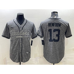 Men's Las Vegas Raiders #13 Hunter Renfrow Grey With Patch Cool Base Stitched Baseball Jersey 