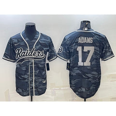 Men's Las Vegas Raiders #17 Davante Adams Grey Camo With Patch Cool Base Stitched Baseball Jersey 