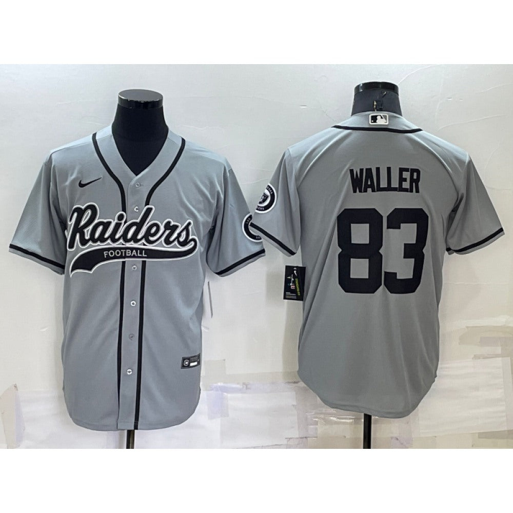 Men's Las Vegas Raiders #83 Darren Waller Grey Cool Base Stitched Baseball Jersey 