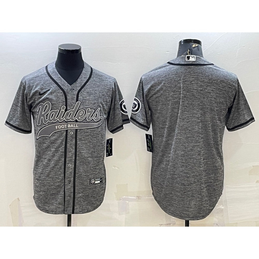 Men's Las Vegas Raiders Blank Grey With Patch Cool Base Stitched Baseball Jersey 