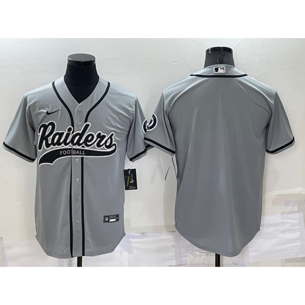 Men's Las Vegas Raiders Blank Grey Cool Base Stitched Baseball Jersey 