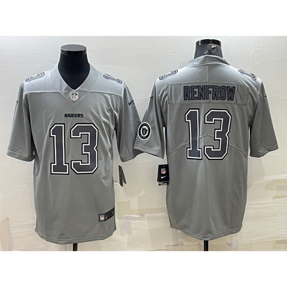 Men's Las Vegas Raiders #13 Hunter Renfrow Grey Atmosphere Fashion With Patch Stitched Jersey 