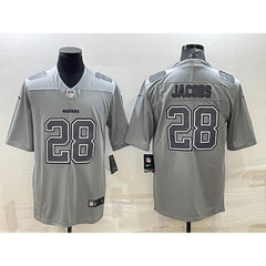 Men's Las Vegas Raiders #28 Josh Jacobs Grey Atmosphere Fashion Stitched Jersey 