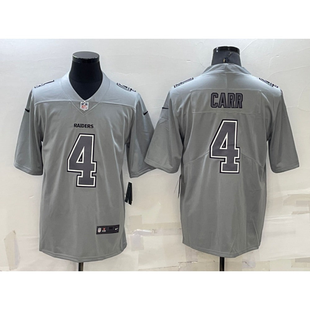 Men's Las Vegas Raiders #4 Derek Carr Grey Atmosphere Fashion Stitched Jersey 