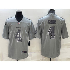 Men's Las Vegas Raiders #4 Derek Carr Grey With Patch Atmosphere Fashion Stitched Jersey 