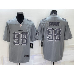 Men's Las Vegas Raiders #98 Maxx Crosby With Patch Grey Atmosphere Fashion Stitched Jersey 