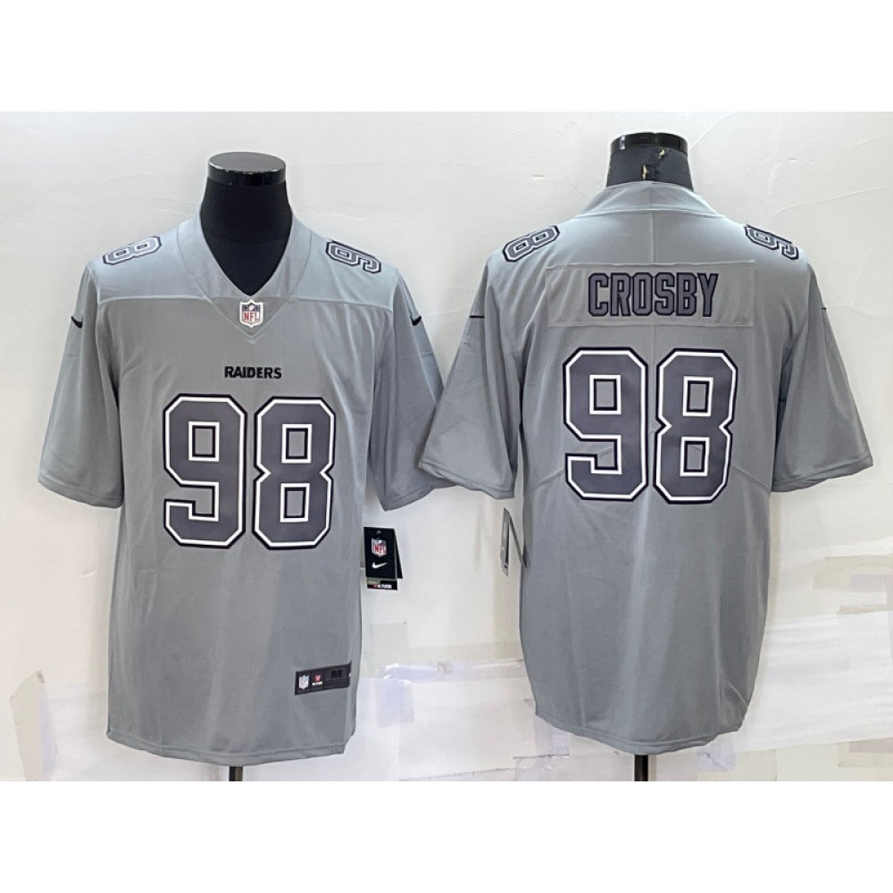 Men's Las Vegas Raiders #98 Maxx Crosby Grey Atmosphere Fashion Stitched Jersey 