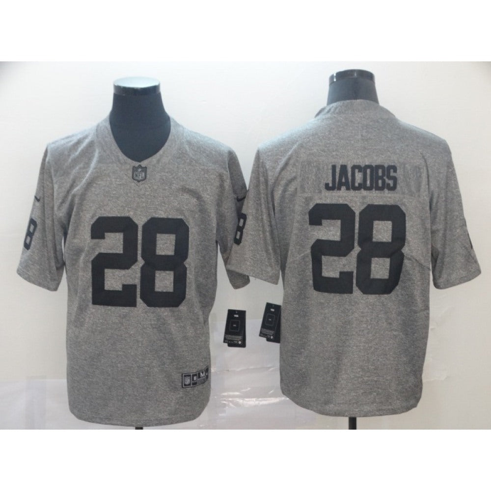 Men's Oakland Raiders #28 Josh Jacobs Grey Limited Stitched NFL Jersey 