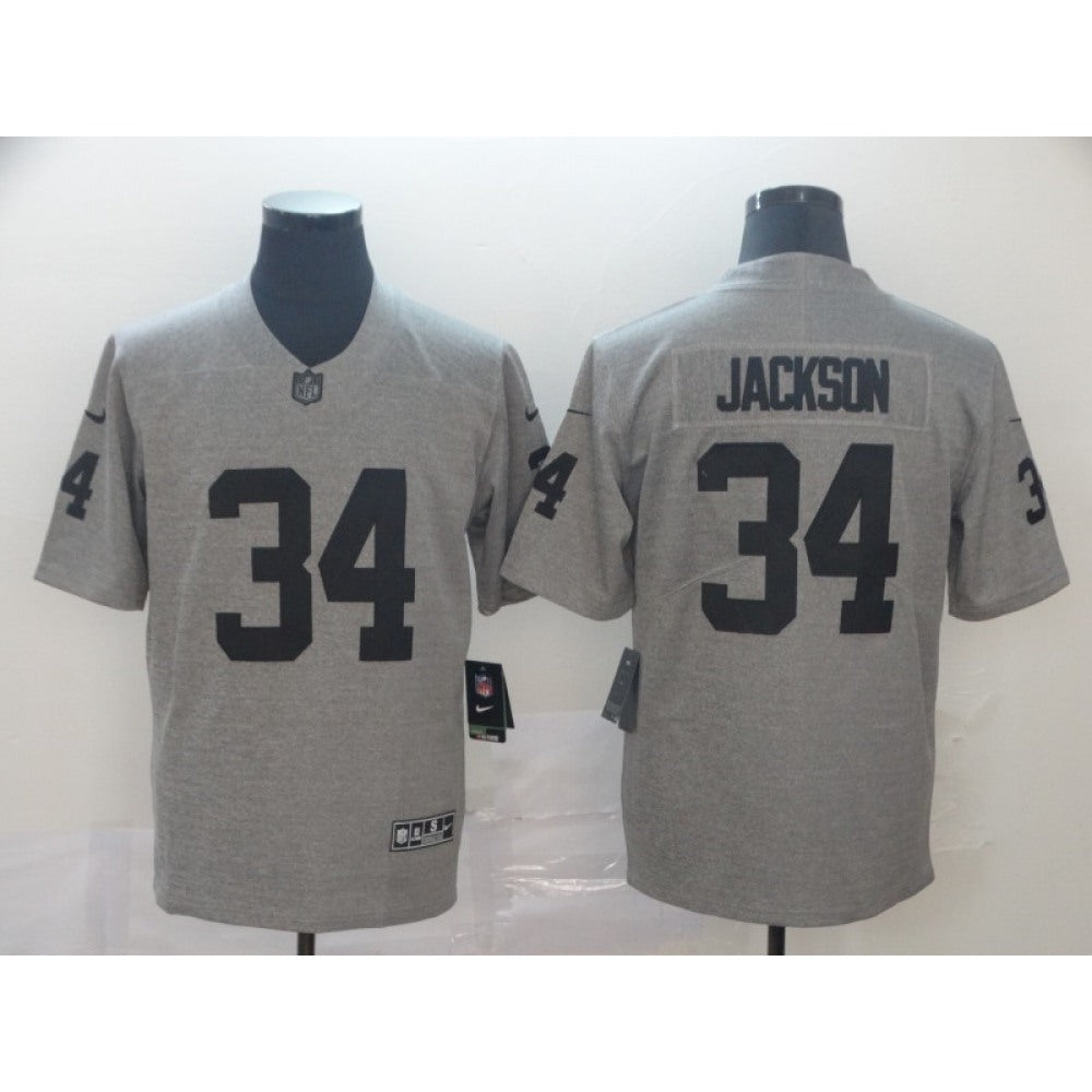 Men's Oakland Raiders #34 Bo Jackson Grey Limited Stitched NFL Jersey 