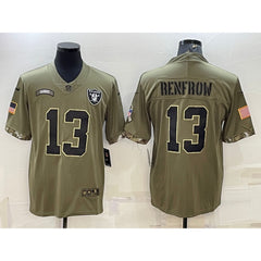 Men's Las Vegas Raiders #13 Hunter Renfrow 2022 Olive Salute To Service Limited Stitched Football Jersey 