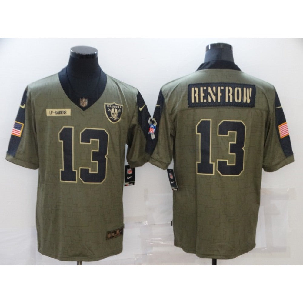 Men's Las Vegas Raiders #13 Hunter Renfrow 2021 Olive Salute To Service Limited Stitched Jersey 