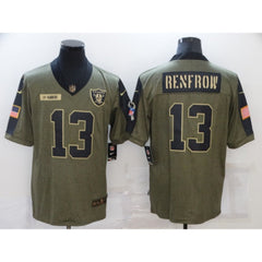 Men's Las Vegas Raiders #13 Hunter Renfrow 2021 Olive Salute To Service Limited Stitched Jersey 