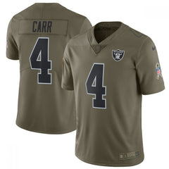Men's Oakland Raiders #4 Derek Carr Olive Salute To Service Limited Stitched NFL Jersey 