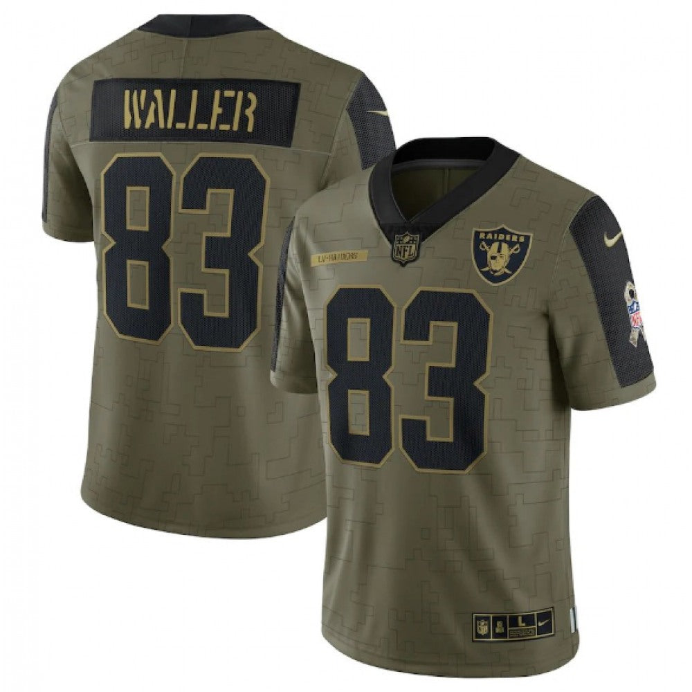 Men's Las Vegas Raiders #83 Darren Waller 2021 Olive Salute To Service Limited Stitched Jersey 