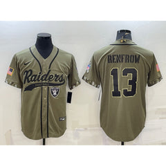 Men's Las Vegas Raiders #13 Hunter Renfrow 2022 Olive Salute to Service Cool Base Stitched Baseball Jersey 
