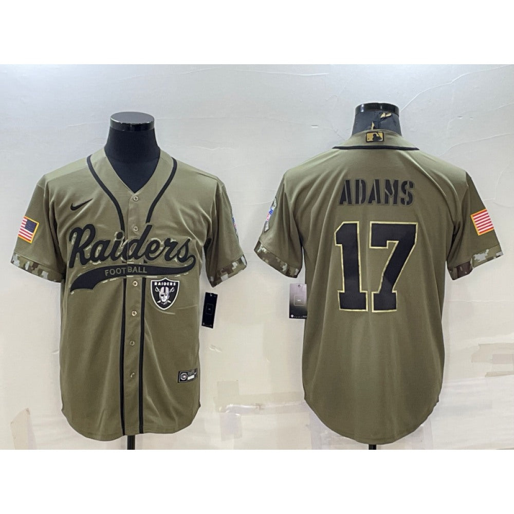 Men's Las Vegas Raiders #17 Davante Adams 2022 Olive Salute to Service Cool Base Stitched Baseball Jersey 