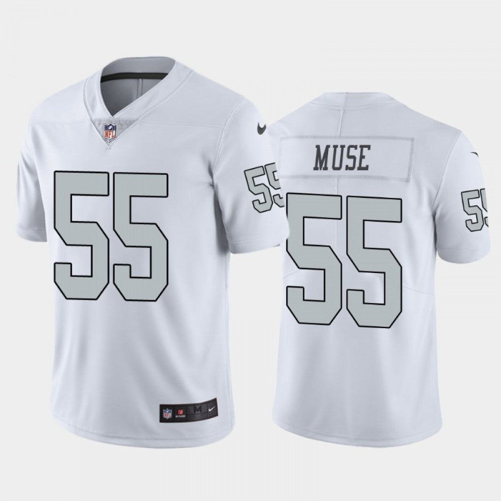 Men's Las Vegas Raiders #55 Tanner Muse White Color Rush Stitched Jersey 