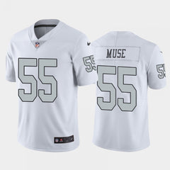 Men's Las Vegas Raiders #55 Tanner Muse White Color Rush Stitched Jersey 