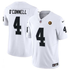 Men's Las Vegas Raiders #4 Aidan O'Connell White 2023 F.U.S.E. With John Madden Patch Vapor Limited Stitched Football Jersey 