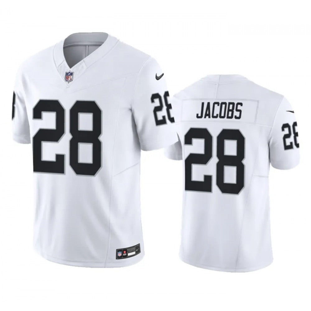 Men's Las Vegas Raiders #28 Josh Jacobs White 2023 F.U.S.E Vapor Untouchable Stitched Football Jersey 