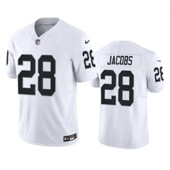Men's Las Vegas Raiders #28 Josh Jacobs White 2023 F.U.S.E Vapor Untouchable Stitched Football Jersey 
