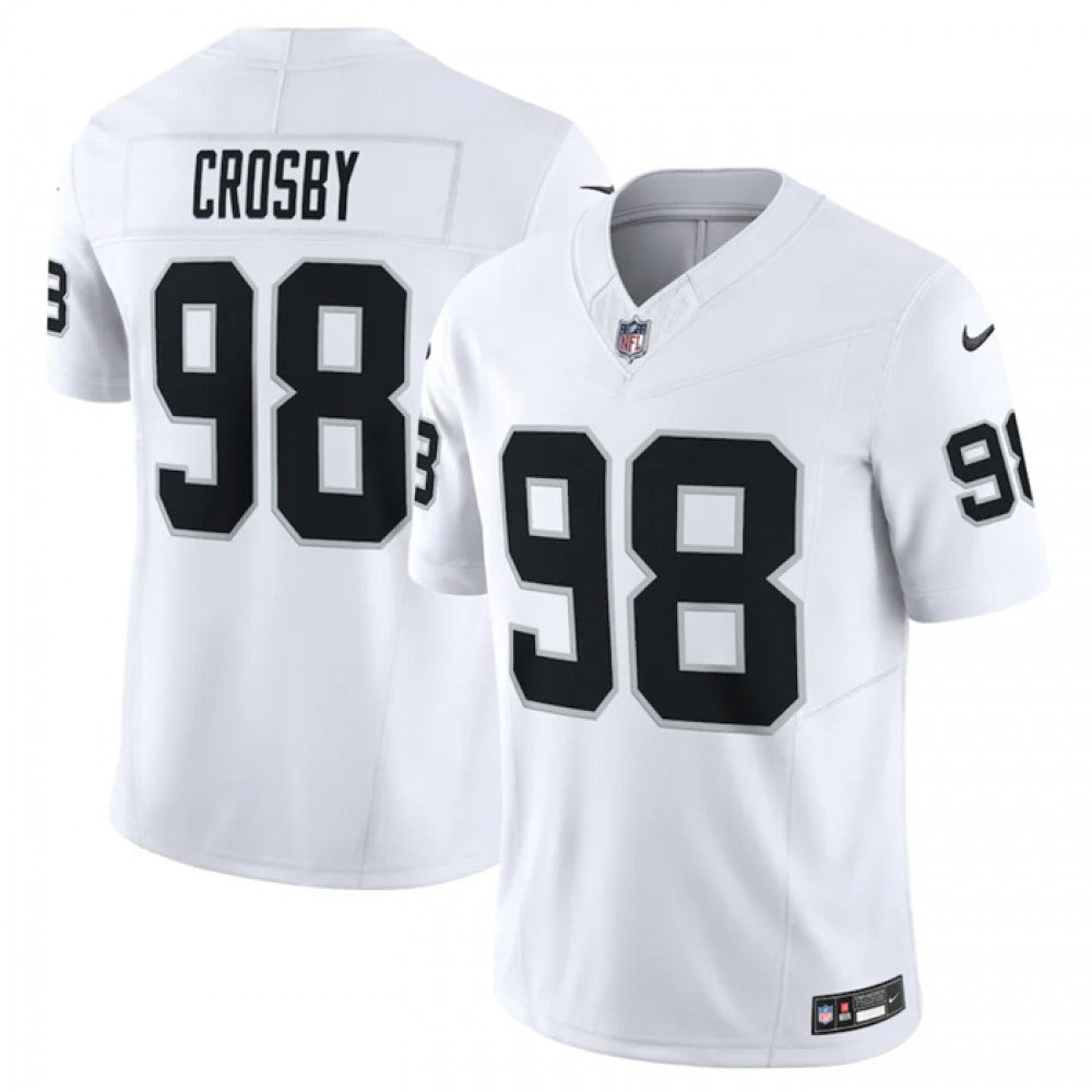 Men's Las Vegas Raiders #98 Maxx Crosby White 2023 F.U.S.E Vapor Untouchable Stitched Football Jersey 