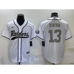 Men's Las Vegas Raiders #13 Hunter Renfrow White Grey Cool Base Stitched Baseball Jersey 